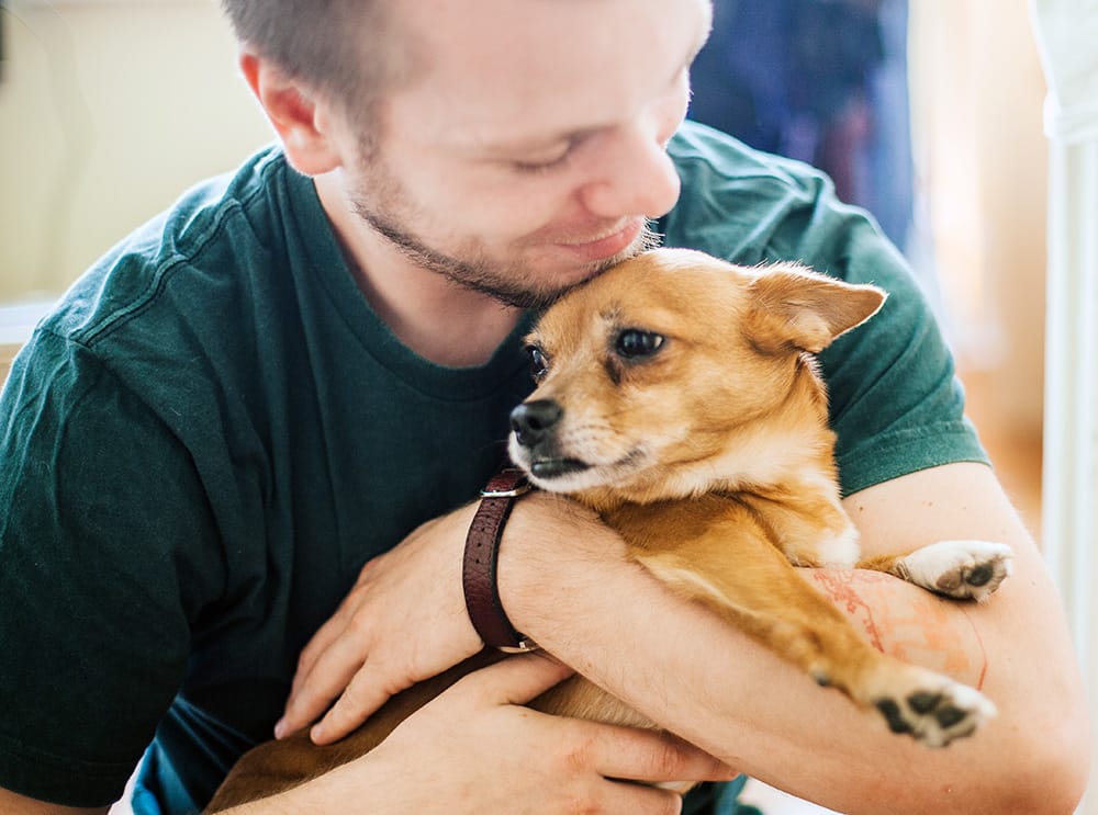 guy with a dog