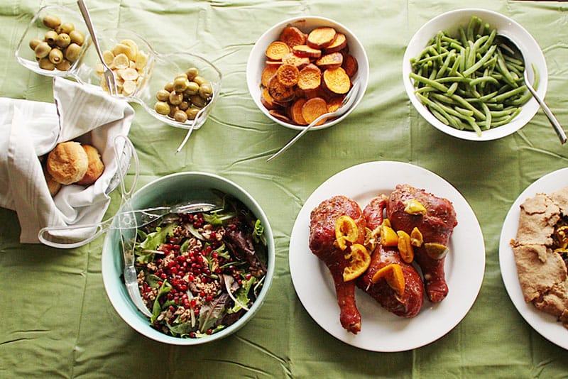 Thanksgiving food on the table