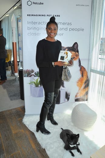 Adina Porter with a dog camera