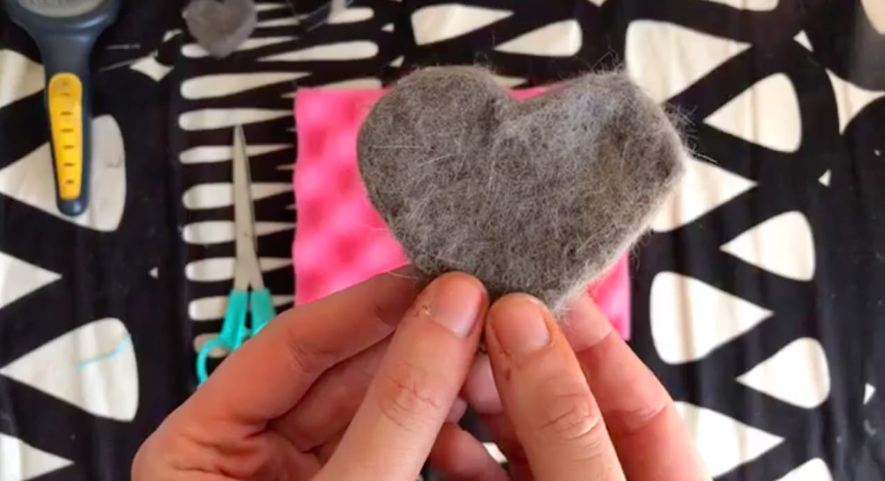 felting with cat hair