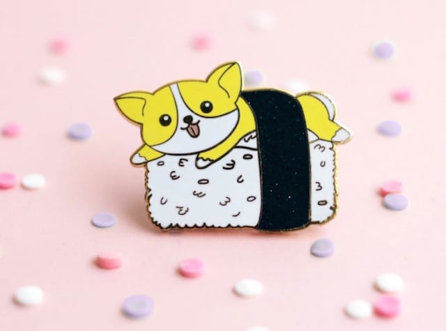 dog christmas present corgi pin