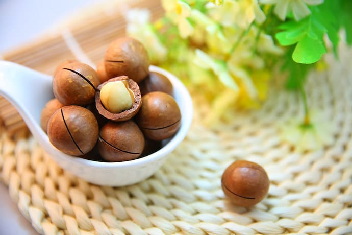 macadamia nuts in the spoon